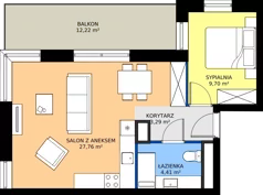 2 pokoje, mieszkanie 45,16 m², piętro 2, oferta nr B1/2/1, Horyzont Komorowice, Komorowice, ul. Starobaśniowa