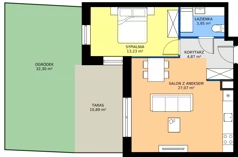2 pokoje, mieszkanie 49,12 m², piętro 2, oferta nr B1/2/8, Horyzont Komorowice, Komorowice, ul. Starobaśniowa
