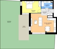2 pokoje, mieszkanie 53,52 m², parter, oferta nr B1/0/3, Horyzont Komorowice, Komorowice, ul. Starobaśniowa