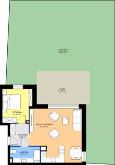 2 pokoje, mieszkanie 53,36 m², parter, oferta nr C1/0/6, Horyzont Komorowice, Komorowice, ul. Starobaśniowa