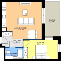 2 pokoje, mieszkanie 49,15 m², piętro 2, oferta nr C1/2/8, Horyzont Komorowice, Komorowice, ul. Starobaśniowa