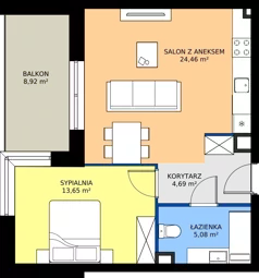 2 pokoje, mieszkanie 47,88 m², piętro 2, oferta nr C1/2/4, Horyzont Komorowice, Komorowice, ul. Starobaśniowa