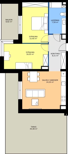 3 pokoje, mieszkanie 71,45 m², piętro 3, oferta nr C1/3/1, Horyzont Komorowice, Komorowice, ul. Starobaśniowa