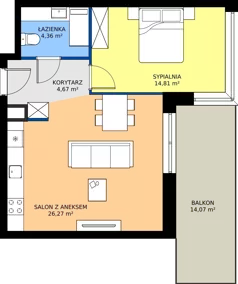2 pokoje, mieszkanie 50,11 m², piętro 2, oferta nr C1/2/7, Horyzont Komorowice, Komorowice, ul. Starobaśniowa