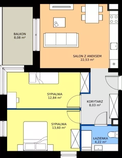 3 pokoje, mieszkanie 61,22 m², piętro 1, oferta nr C1/1/2, Horyzont Komorowice, Komorowice, ul. Starobaśniowa