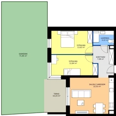 3 pokoje, mieszkanie 61,03 m², piętro 2, oferta nr B1/2/3, Horyzont Komorowice, Komorowice, ul. Starobaśniowa
