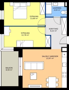 3 pokoje, mieszkanie 62,70 m², piętro 2, oferta nr D1/2/3, Horyzont Komorowice, Komorowice, ul. Starobaśniowa