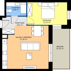 2 pokoje, mieszkanie 49,18 m², piętro 2, oferta nr D1/2/8, Horyzont Komorowice, Komorowice, ul. Starobaśniowa