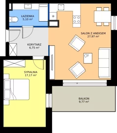 2 pokoje, mieszkanie 56,99 m², piętro 2, oferta nr D1/2/5, Horyzont Komorowice, Komorowice, ul. Starobaśniowa