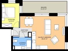 2 pokoje, mieszkanie 45,89 m², piętro 1, oferta nr D1/1/1, Horyzont Komorowice, Komorowice, ul. Starobaśniowa