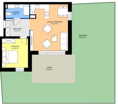 2 pokoje, mieszkanie 52,05 m², parter, oferta nr D1/0/6, Horyzont Komorowice, Komorowice, ul. Starobaśniowa