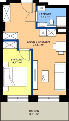 2 pokoje, apartament inwestycyjny 36,93 m², piętro 2, oferta nr 2.19, Apartamenty Klifova, Jastrzębia Góra, ul. Klifowa 22