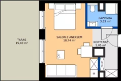 2 pokoje, apartament inwestycyjny 27,42 m², piętro 4, oferta nr 4.23, Apartamenty Klifova, Jastrzębia Góra, ul. Klifowa 22