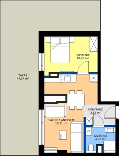 2 pokoje, apartament inwestycyjny 36,92 m², piętro 4, oferta nr 4.24, Apartamenty Klifova, Jastrzębia Góra, ul. Klifowa 22