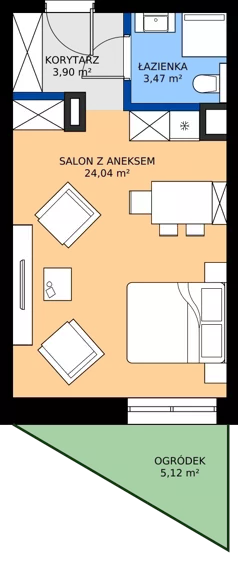 2 pokoje, apartament inwestycyjny 31,41 m², parter, oferta nr 0.18, Apartamenty Klifova, Jastrzębia Góra, ul. Klifowa 22