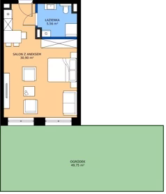 1 pokój, apartament inwestycyjny 36,46 m², parter, oferta nr 0.14, Apartamenty Klifova, Jastrzębia Góra, ul. Klifowa 22