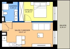 2 pokoje, apartament inwestycyjny 34,51 m², piętro 1, oferta nr 1.29, Apartamenty Klifova, Jastrzębia Góra, ul. Klifowa 22