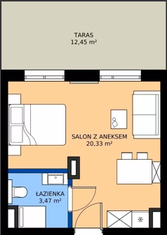 1 pokój, apartament inwestycyjny 23,80 m², piętro 4, oferta nr 4.02, Apartamenty Klifova, Jastrzębia Góra, ul. Klifowa 22