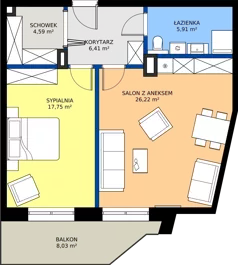 2 pokoje, apartament inwestycyjny 60,88 m², piętro 2, oferta nr 2.18, Apartamenty Klifova, Jastrzębia Góra, ul. Klifowa 22