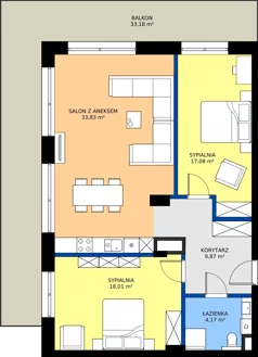 3 pokoje, apartament inwestycyjny 83,96 m², piętro 2, oferta nr 2.35, Apartamenty Klifova, Jastrzębia Góra, ul. Klifowa 22