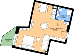 1 pokój, apartament inwestycyjny 37,78 m², parter, oferta nr 0.10, Apartamenty Klifova, Jastrzębia Góra, ul. Klifowa 22