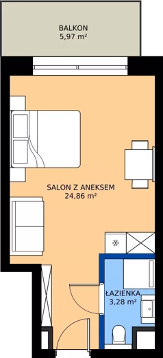 1 pokój, apartament inwestycyjny 28,14 m², piętro 1, oferta nr 1.06, Apartamenty Klifova, Jastrzębia Góra, ul. Klifowa 22