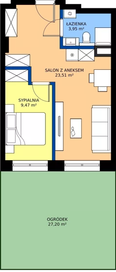 2 pokoje, apartament inwestycyjny 36,93 m², parter, oferta nr 0.12, Apartamenty Klifova, Jastrzębia Góra, ul. Klifowa 22