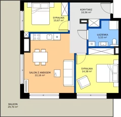 3 pokoje, apartament inwestycyjny 63,30 m², piętro 2, oferta nr 2.31, Apartamenty Klifova, Jastrzębia Góra, ul. Klifowa 22