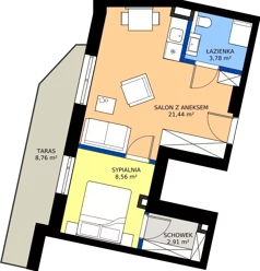 2 pokoje, apartament inwestycyjny 36,75 m², piętro 4, oferta nr 4.12, Apartamenty Klifova, Jastrzębia Góra, ul. Klifowa 22