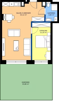 2 pokoje, apartament inwestycyjny 49,52 m², parter, oferta nr 0.22, Apartamenty Klifova, Jastrzębia Góra, ul. Klifowa 22