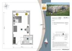 1 pokój, apartament inwestycyjny 30,96 m², parter, oferta nr 0.02, Apartamenty Klifova, Jastrzębia Góra, ul. Klifowa 22