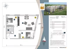 3 pokoje, apartament inwestycyjny 70,71 m², parter, oferta nr 0.07, Apartamenty Klifova, Jastrzębia Góra, ul. Klifowa 22