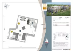 1 pokój, apartament inwestycyjny 37,78 m², parter, oferta nr 0.10, Apartamenty Klifova, Jastrzębia Góra, ul. Klifowa 22