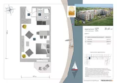 1 pokój, apartament inwestycyjny 31,41 m², piętro 1, oferta nr 1.27, Apartamenty Klifova, Jastrzębia Góra, ul. Klifowa 22