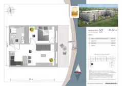 2 pokoje, apartament inwestycyjny 34,51 m², piętro 1, oferta nr 1.29, Apartamenty Klifova, Jastrzębia Góra, ul. Klifowa 22