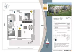 3 pokoje, apartament inwestycyjny 54,17 m², piętro 1, oferta nr 1.30, Apartamenty Klifova, Jastrzębia Góra, ul. Klifowa 22