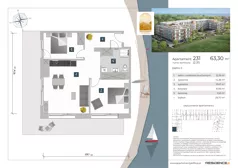 3 pokoje, apartament inwestycyjny 63,30 m², piętro 2, oferta nr 2.31, Apartamenty Klifova, Jastrzębia Góra, ul. Klifowa 22