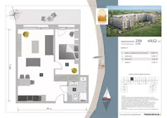 2 pokoje, apartament inwestycyjny 49,52 m², piętro 2, oferta nr 2.39, Apartamenty Klifova, Jastrzębia Góra, ul. Klifowa 22