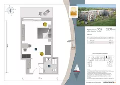 1 pokój, apartament inwestycyjny 32,77 m², piętro 3, oferta nr 3.05, Apartamenty Klifova, Jastrzębia Góra, ul. Klifowa 22