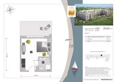 1 pokój, apartament inwestycyjny 20,60 m², piętro 4, oferta nr 4.03, Apartamenty Klifova, Jastrzębia Góra, ul. Klifowa 22