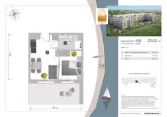 1 pokój, apartament inwestycyjny 25,02 m², piętro 4, oferta nr 4.18, Apartamenty Klifova, Jastrzębia Góra, ul. Klifowa 22