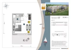 2 pokoje, apartament inwestycyjny 20,96 m², piętro 4, oferta nr 4.19, Apartamenty Klifova, Jastrzębia Góra, ul. Klifowa 22