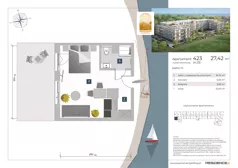 2 pokoje, apartament inwestycyjny 27,42 m², piętro 4, oferta nr 4.23, Apartamenty Klifova, Jastrzębia Góra, ul. Klifowa 22