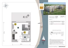 2 pokoje, apartament inwestycyjny 21,37 m², piętro 4, oferta nr 4.26, Apartamenty Klifova, Jastrzębia Góra, ul. Klifowa 22