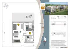 2 pokoje, apartament inwestycyjny 24,30 m², piętro 4, oferta nr 4.27, Apartamenty Klifova, Jastrzębia Góra, ul. Klifowa 22