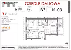 3 pokoje, mieszkanie 48,33 m², piętro 1, oferta nr 9, OSIEDLE DALIOWA, Lublin, Ponikwoda, ul. Daliowa