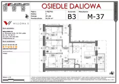 4 pokoje, mieszkanie 54,56 m², piętro 1, oferta nr 37, OSIEDLE DALIOWA, Lublin, Ponikwoda, ul. Daliowa