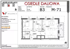 3 pokoje, mieszkanie 63,15 m², piętro 3, oferta nr 71, OSIEDLE DALIOWA, Lublin, Ponikwoda, ul. Daliowa