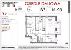4 pokoje, mieszkanie 64,28 m², piętro 1, oferta nr 99, OSIEDLE DALIOWA, Lublin, Ponikwoda, ul. Daliowa