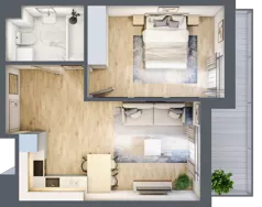 2 pokoje, mieszkanie 41,80 m², piętro 1, oferta nr D12, Ruczaj Korso III, Kraków, Dębniki, Ruczaj, ul. Doktora Jana Piltza 23